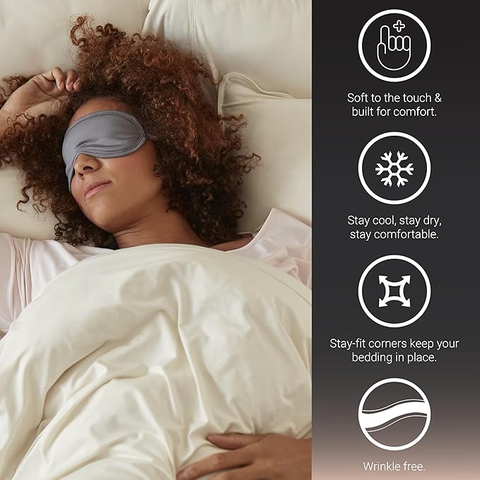 SHEEX - Original Performance Sheets Set (Split King) Pearl Blue - Cooling Sheets - Moisture Wicking - 1 Flat Cooling Sheet, 1 Fitted Cooling Sheet, 2 King Pillow Covers - Wrinkle Free - Sleep Aid