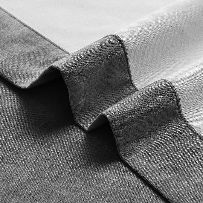 Macochico 100% Blackout Chenille Curtains for Living Room Classic Chenille Window Curtain Panels Thermal Drapes for Bedroom Hotel Grommet Curtains with Tieback Dark Grey 84" Wx96 L 1 Panel