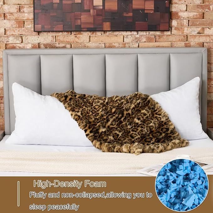 Luxury Shaggy Faux Fur Body Pillow,Fluffy Bed Pillow with Zipper Closure,Soft Decorative Plush Full Long Pillows,Fuzzy Hug Pillow for Living Room Side Sleeper & Pregnancy 20"x54" Print in Black/White