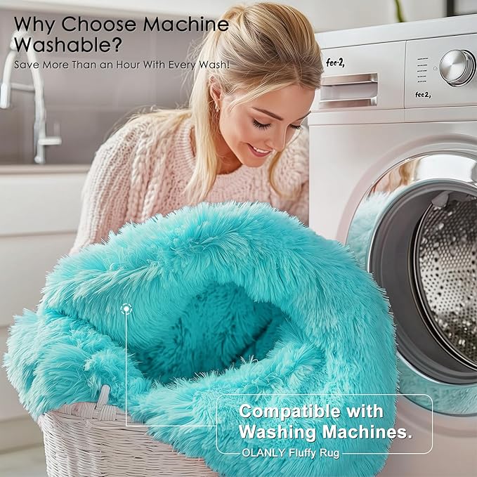 OLANLY 5x7 Machine Washable Large Area Rugs for Living Room, Bedroom, Soft Fluffy Shaggy Bedside Rug, Indoor Floor Carpet for Kids Girls and Boys, Dorms, Nursery, Home Decor Aesthetic, Teal Blue