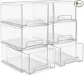 Sorbus Large Clear Stackable Storage Drawers – 6-Pack Plastic Organizer Bins with Handles – Stackable Pull-Out Storage Drawers for Closet, Pantry, Office, Bathroom, Craft, and Toy Organization