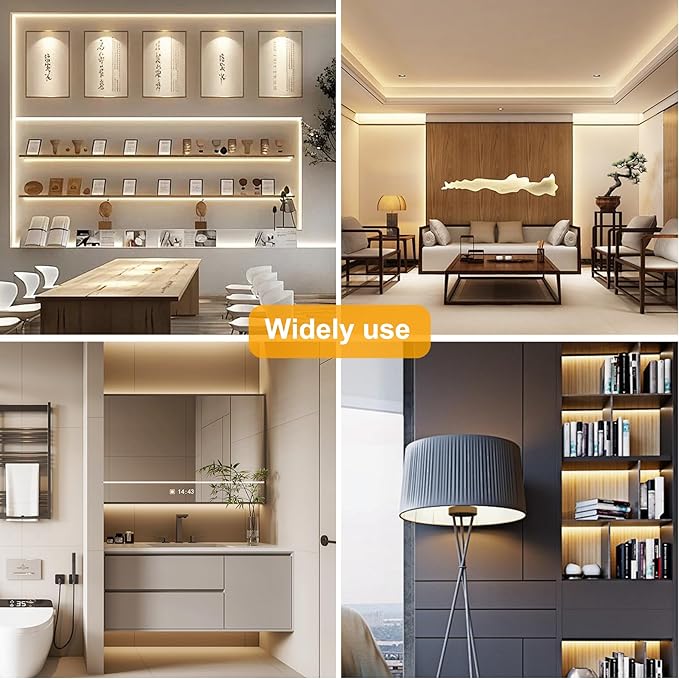 COB LED Strip Lights Natural White,24V Dimmable led Light Strip KIT with Remote and app Control,4000K 9.84FT/3m 8mmwide Ra>90 Cuttable Flexible Strip Lights for Bedroom,Wardrobe,Cabinet