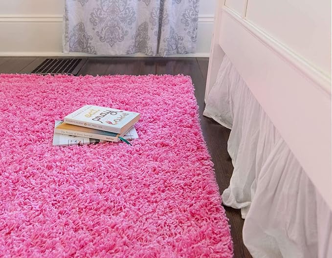 Unique Loom Solid Shag Collection Area Rug (2' 7" x 10' Runner, Taffy Pink)