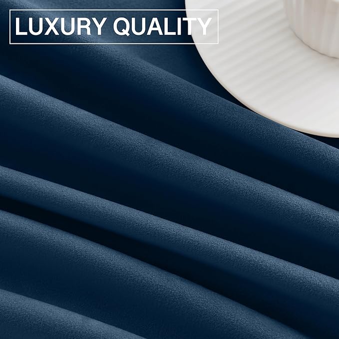 StangH Navy Blue Velvet Curtains for Bedroom Elegant Light Blocking Window Drapes for Living Room, Heavy Soft Privacy Curtains, Luxury Home Decor, W52 x L92, 2 Panels