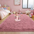 Fluffy Rug for Bedroom, 4x6 Blush Pink Shag Area Rug for Living Room, Soft Modern Indoor Fuzzy Plush Rug, Non-Slip Shaggy Carpet for Girls Kids Room Nursery Dorm Home Decor