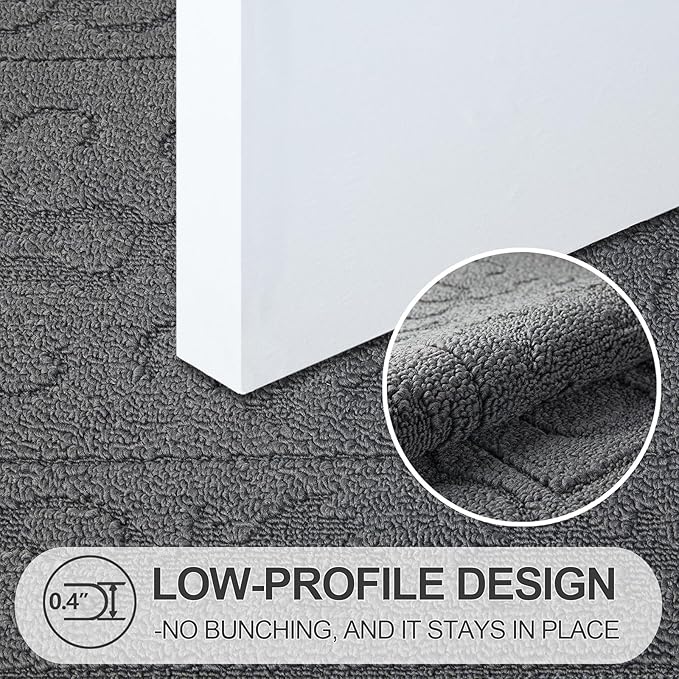 FONEYI Indoor Door Mat 32" x 40", Dirt Trapper Door Mats Non-Slip Entryway Rugs Washable, Absorbent Resist Dirt Welcome Mat, Low Profile Inside Floor Mats for Front Back Door and Entryway, Grey