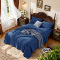 LBRO2M 1000 Thread Count 100% Cotton Sheets Set,Full Size Bed Sheet 4 Piece Sets,Long Staple,16 Inches Deep Pocket,All Season,Bedding Super Soft Comforterble Breathable,Sateen(Navy Blue)