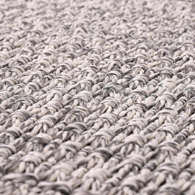 Easy Jute Rug 8x10 Indoor Outdoor Natural Rugs Solid Fiber Rug Woven Area Rug Boho Easy Clean Inside Carpet for Living Room Bedroom Dining Room Hallway or Outdoor Patio Porch (8 X 10 Silver)
