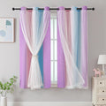 XiDi Curtains for Bedroom Decor, Rainbow Pink Purple/42/63