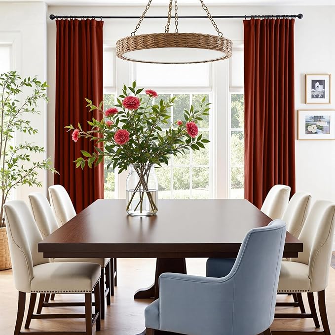 Lazzzy Velvet Blackout Curtains Thermal Insulated Room Window Drapes Super Soft Luxury Curtains for Living Room Bedroom Rod Pocket 2 Panels, Rust Red, 52" W x 96" L