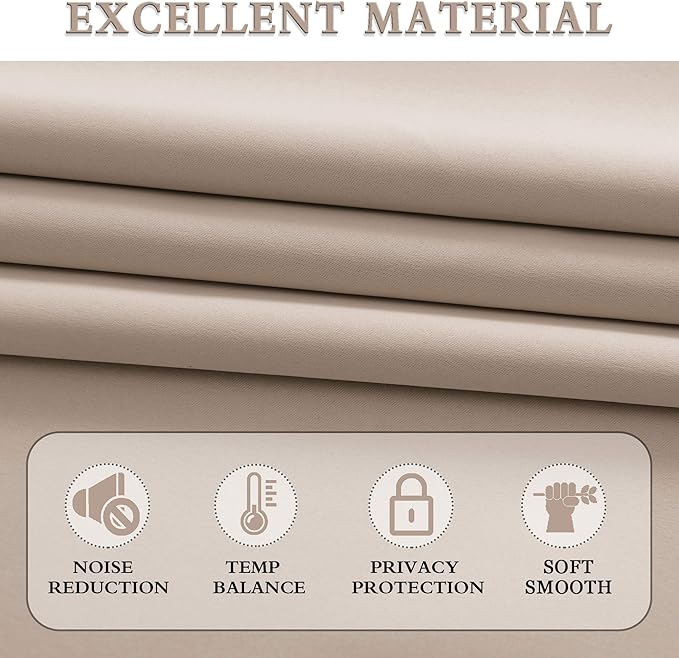 DONREN Warm Taupe Draperies Curtains for Kids Room,Small Window Treatment Thermal Insulated Room Darkening Rod Pocket Top Curtain Panels for Kitchen(Set of 2,42 by 45 Inches Long)