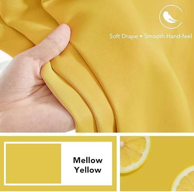 Deconovo Back Tab and Rod Pocket Blackout Curtains for Living Room - 42Wx84L Inch, Mellow Yellow, 2 Panels, Thermal Insulated Light Blocking Curtains