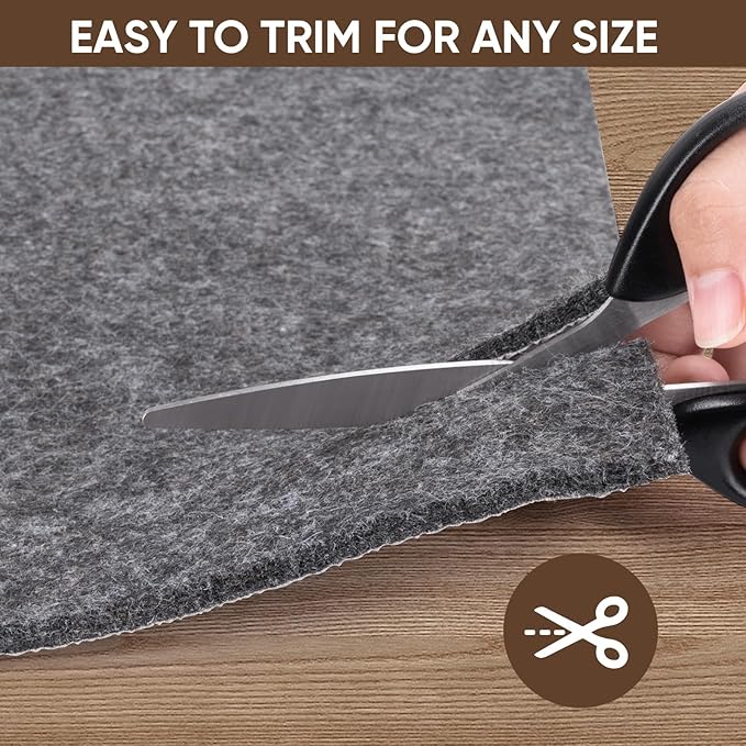 BALEINE Felt Non Slip Rug Pads, Extra Large 1/4" Thick Felt and Rubber Backing, Shock Absorbing Carpet Pad for All Carpets and Hardwood Floors (3x5 Ft)