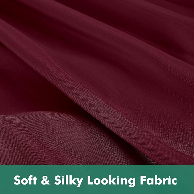 Biscaynebay Wrap Around Bed Skirts with Split Corners for King Beds 14" Drop, Burgundy Elastic Dust Ruffles Adjustable Easy Fit Wrinkle & Fade Resistant Silky Luxurious Fabric Machine Washable