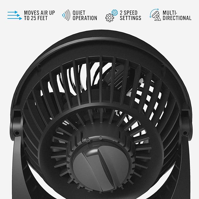 Vornado Small Room Fan | 2 Speed Settings | Adjustable Tilt Head | Air Circulator | Black | Pack of 4