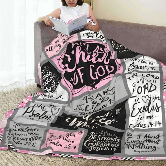Christian Gift for Women, Inspirational Throw Blanket for Couch, Soft Lightweight Flannel Blanket, 60"x 80" Thoughts and Prayers Blankets for Bedroom Sofa Living Room Decoration