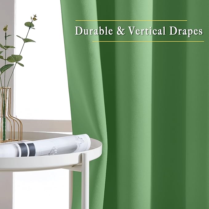 NICETOWN Froest Green Blackout Curtains for Bedroom 95 Inch Length - Thermal Insulated Room Darkening Privacy Grommet Window Drapes for Boys Room, Set of 1 Panel, 80 x 95 Inch