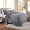 Superior 100% Cotton Basket Weave Bedspread with Shams, All-Season Premium Cotton Matelasse Jacquard Bedding, Quilted-Look Geometric Basket, Queen, Grey