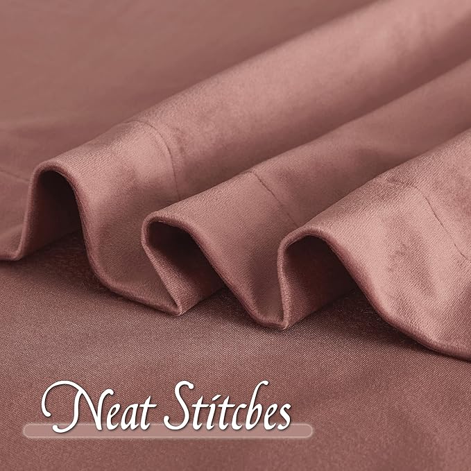 RYB HOME Wild Rose Velvet Curtains 102 inches, Back Tab Soft Fabric Room Darkening Thermal Insulated Luxurious Home Decor Curtains for Living Room Bedroom, W 52" x L 102", 2 Panels Set