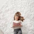 OLANLY Ivory Round Rugs for Bedroom - Machine Washable, 6 ft Circle Area Rugs for Living Room, Soft and Fluffy Shaggy Carpet for Teen Girls and Boys, Nursery Rooms, Dorms, Home Decor Aesthetic