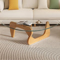 Modern Glass Coffee Table, Mid Century Small Coffee Table, Coffee Table for Living Room,Suitable for Bedroom Living Room Reception Office Tables (Wood/Transparent, Small)