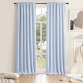 DONREN 108 inch Extra Length Curtains for Bedroom - Rod Pocket Smooth Tactility Room Darkening Window Panels for Patio (52 W x 108 L,Light Blue,2 Pieces)