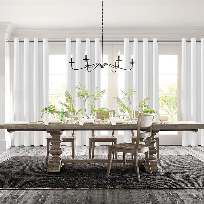 ChrisDowa 100% Blackout Pure White Solid Curtains 72 Inches Long 2 Panels for Bedroom Living Room,Farmhouse Room Darkening Thermal Insulated Soundproof Grommet Top Window Treatment Drapes,52x72