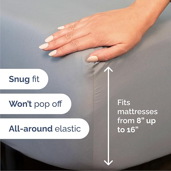 Queen 6 Piece Sheet Set - Cooling, Comfy & Breathable - Hotel Luxury Bedding, Includes Fitted Sheet for Women, Men, Kids & Teens - 1 Flat, 1 Fitted Sheet, 4 Pillowcases with Deep Pockets - Steel Blue