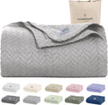 Cloud Scape Linen 100% Cotton Blanket King 92x108 Charcoal Grey - Cozy Herringbone Weave, Fits Up to Cal King Beds, Breathable Softness, All-Season Warmth, Heavy Layering Winter Blanket
