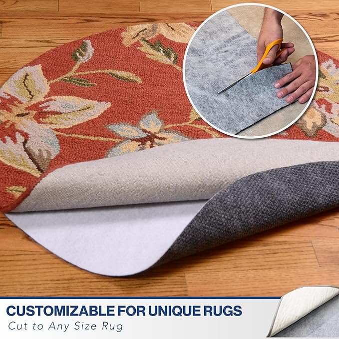 2'6 x 11' Non-Slip Rug Pad, Reversible Gripper, Non Skid Pads for Hardwood, Vinyl, Tile, Laminate Floors, Keep Area Rugs Secure, Natural Materials Safe for Indoor Flooring, ¼” Thick