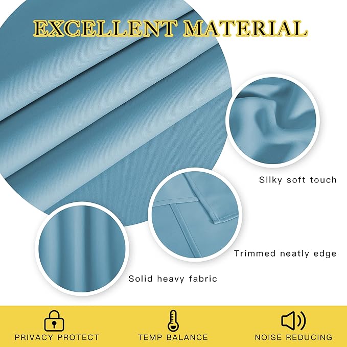 NICETOWN Blackout Curtains 84 Inch Length, Thermal Insulated Curtains for Bedroom Grommet Energy Saving Room Darkening Drapes for Living Room Window, 1 Panel, Teal Blue, 66" W x 102" L