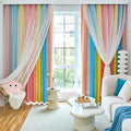 Star Curtains - Blackout & Rainbow Kids Bedroom Curtains, 72 Inch Long, 2 Panels, Red, Yellow & Blue