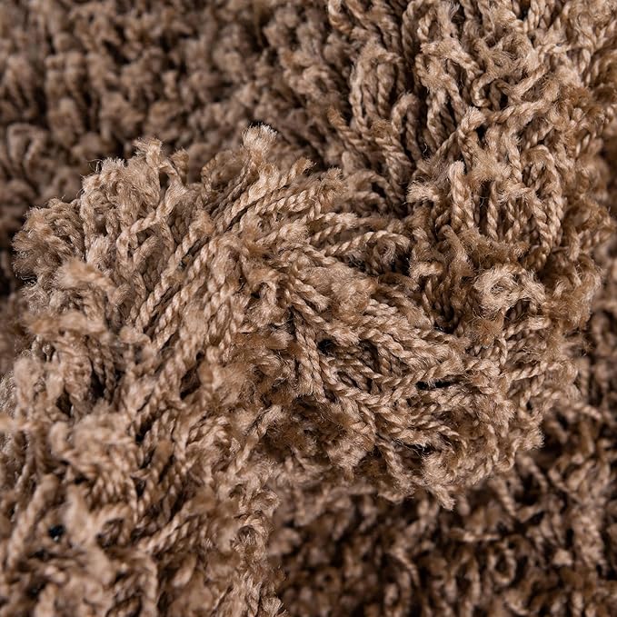Unique Loom Solid Shag Collection Area Rug (5' 1" Round, Sandy Brown)