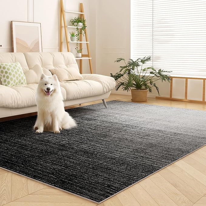 Area Rugs 6x9, Machine Washable Rugs for Living Room Floor Non Silp Vintage Rug Black Carpet for Living Room Dinning Room Bedroom Rug Under Bed Home | Black White