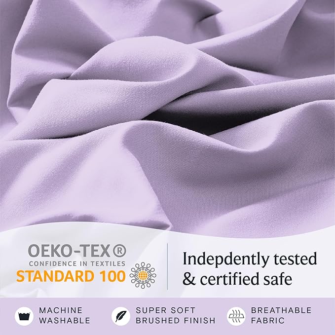 LuxClub 3 PC Twin XL Sheet Set, Deep Pockets Wrinkle Free Cooling Bed Sheets Hotel Bedding for Women, Men, Kids & Teens, Includes 1 Fitted Sheet, 1 Flat Sheet and 1 Pillowcase-Silky Soft Lavender