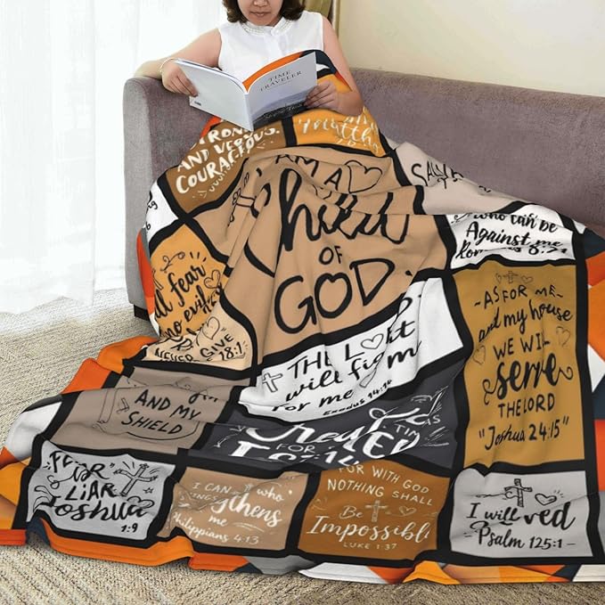 Christian Gift for Women, Bible Inspirational Throw Blanket for Couch, Soft Flannel Blanket, 50"x 60" Prayers Blankets for Bedroom Sofa Living Christmas Halloween Decoration
