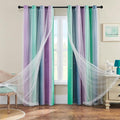 XiDi Purple Rainbow Curtains for Kids' Bedroom - Grey Green, 72x34 in, 1 Panel