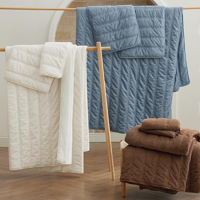 Bedsure Luxury Velvet King Size Quilt - Lightweight Velvet King Comforter Set, Oversized Corduroy Bedspread Coverlet Winter Bedding Set, Pet-Friendly, Tear-Resistant, Ultra-Soft, 106"x96", Ivory