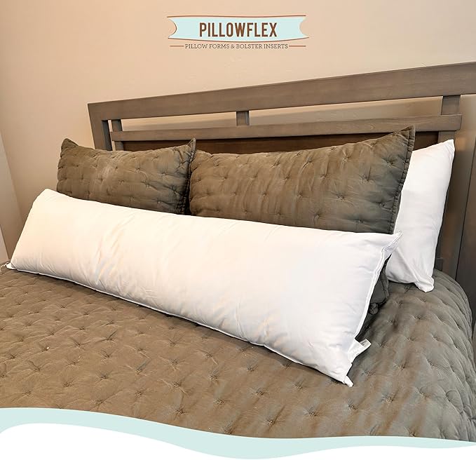 Pillowflex Synthetic Down Pillow Insert - 14x40 Down Alternative Pillow, Ultra Soft, Large Rectangle Body Sleeping Pillow, Lumbar, Long, Back - 1 Decorative Pillow Form