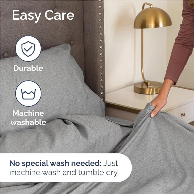 Full 6 Piece Sheet Set - Cooling & Breathable - Hotel Luxury Bedding, Includes Fitted Sheet for Women, Men, Kids and Teens - 1 Flat, 1 Fitted Sheet, 4 Pillowcases with Deep Pockets - Heathered Grey