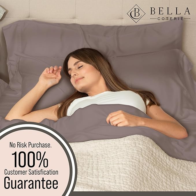 Bella Coterie Luxury Bamboo Viscose 34” Split Top King Size Sheet Set | 1 Fitted Sheet for Sleep Number & Adjustable Beds | 100% Organically Grown | Cooling & Soft | 18” Deep Pocket [Mocha]