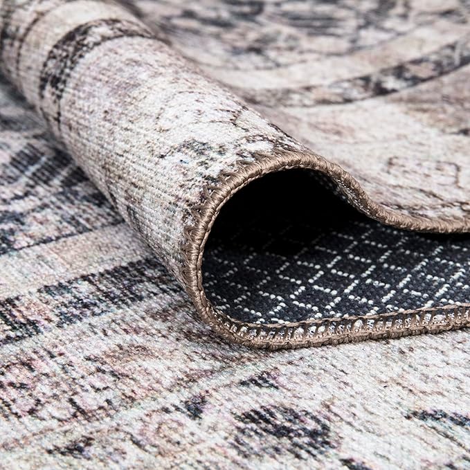 Bloom Rugs Washable Non-Slip 3' x 5' Rug - Tan/Blue/Green Traditional Area Rug for Living Room, Bedroom, Dining Room, and Kitchen - Exact Size: 3' x 5'