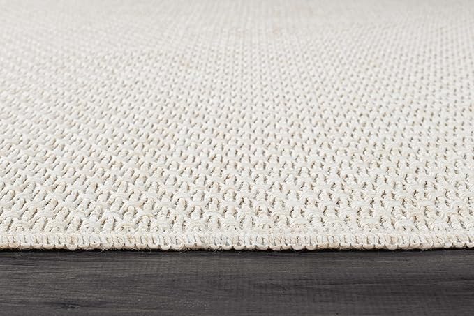 Easy Jute Rug 5x7 Indoor Outdoor Natural Rugs Solid Fiber Rug Woven Area Rug Boho Easy Clean Inside Carpet for Living Room Bedroom Dining Room Hallway or Outdoor Patio Porch (5 X 7 Bone)