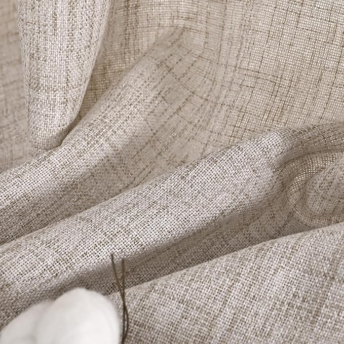 YoungsTex Linen Cafe Curtains 36 Inch Length with Grommet, Half Window Drapes Light Filtering Semi Sheer for Kitchen Bathroom Small Window, 2 Panels, 34 X 36 Inch