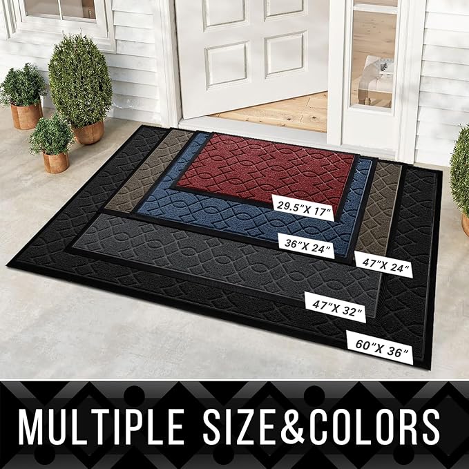 Yimobra Outdoor Runner Rug 72x24, All-Season Waterproof Doormat Outdoor Entrance, Heavy Duty Non-Slip Outside Commercial Grade Door Mat, Easy Clean, Black