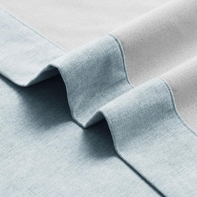 Macochico 100% Blackout Curtains Thermal Insulated Noise Reducing Chenille Curtains for Hotel Auditorium Bedroom Living Room Grommet Light Blue Curtains with Tieback Classic 52" Wx84 L 1 Panel