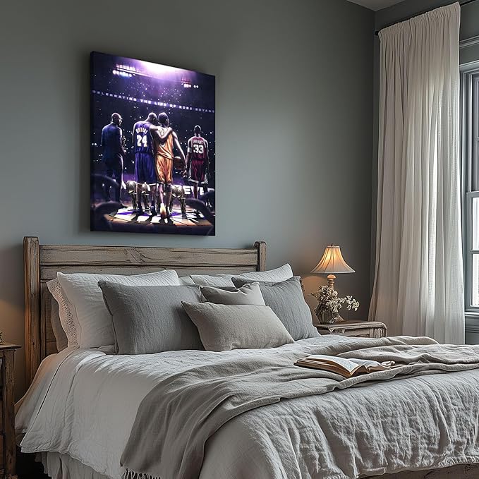 Kobe Bryant Legacy Canvas Wall Art Print Poster, Iconic Inspirational Sports Picture Artwork, Motivational Mamba Mentality Painting Wall Decor for Office Gym Home Living Room Bedroom, Framed 8x10inch