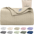 Cloud Scape Linen 100% Cotton Blanket 92x92 Fog - Cozy Herringbone Weave, Fits Up to for Full Size Beds, Breathable Softness, All-Season Warmth, Winter Blanket, for Women