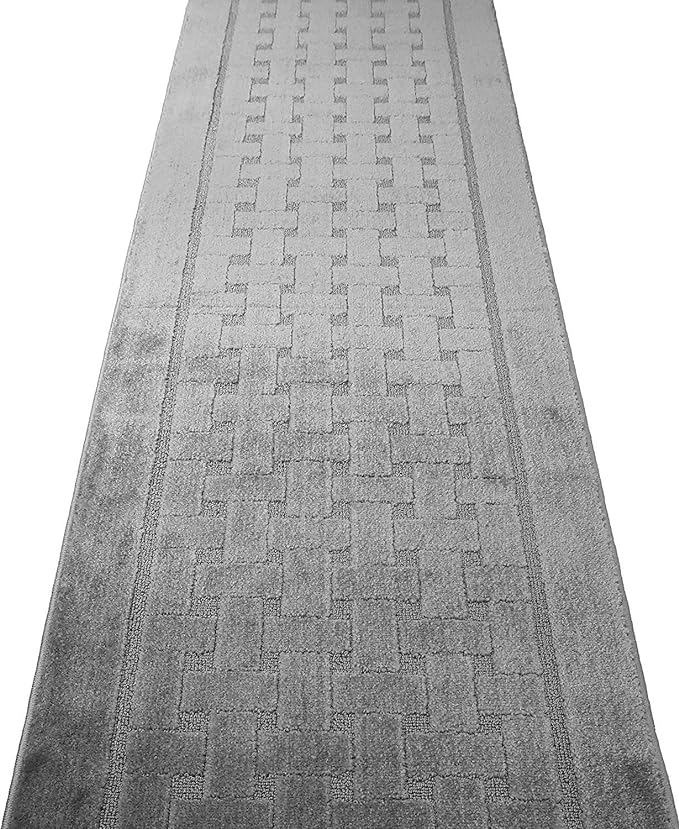 Non Slip Washable Carpet Runner Rug with Rubber Backing, Custom Floor Mat for Kitchen Hallway Stairs Bedroom Bathroom Entry, Grey, Your Choice of Length, 26 Inch X 24 feet