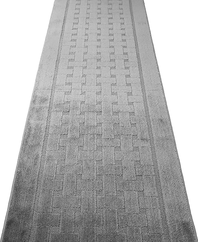 Non Slip Washable Carpet Runner Rug with Rubber Backing, Custom Floor Mat for Kitchen Hallway Stairs Bedroom Bathroom Entry, Grey, Your Choice of Length, 26 Inch X 16 feet